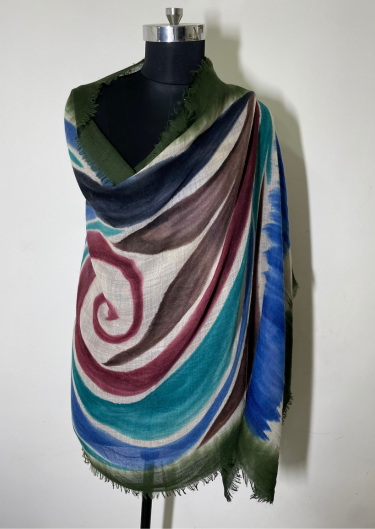 Fabric Wool 85% Silk 15% Hand Printed